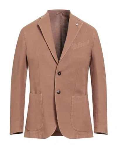L.b.m 1911 L. B.m. 1911 Man Blazer Camel Size 38 Cotton, Linen In Sand