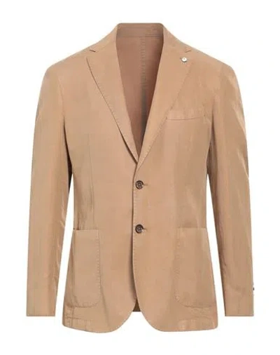 L.b.m 1911 L. B.m. 1911 Man Blazer Camel Size 38 Lyocell, Linen, Cotton In Gold