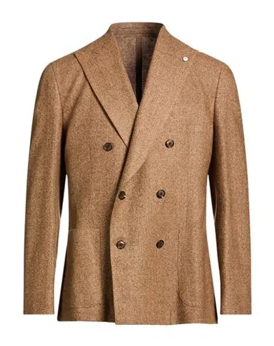L.b.m 1911 L. B.m. 1911 Man Blazer Camel Size 42 Virgin Wool, Wool, Linen In Brown