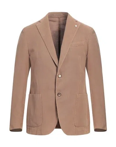 L.b.m 1911 L. B.m. 1911 Man Blazer Camel Size 46 Cotton, Ramie In Beige