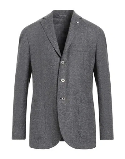 L.b.m 1911 L. B.m. 1911 Man Blazer Charcoal Size 44 Wool, Polyester, Polyamide, Viscose In Gray