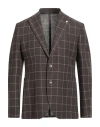 L.b.m 1911 L. B.m. 1911 Man Blazer Chocolate Brown Size 40 Cotton, Linen In Brown