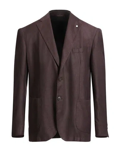 L.b.m 1911 L. B.m. 1911 Man Blazer Chocolate Brown Size 48 Cotton, Linen, Mohair Wool