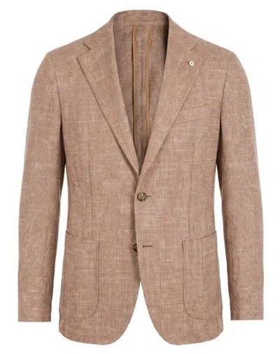 L.b.m 1911 L. B.m. 1911 Man Blazer Coral Size 38 Cotton, Linen, Virgin Wool In Neutral