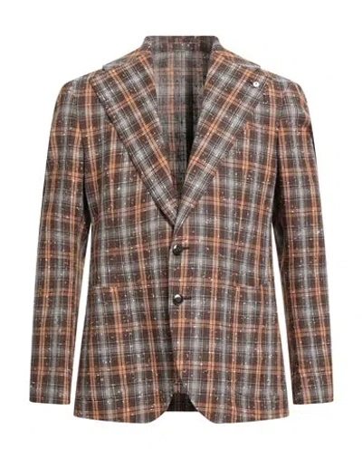 L.b.m 1911 L. B.m. 1911 Man Blazer Dark Brown Size 42 Cotton, Linen, Polyamide