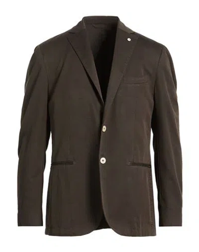 L.b.m 1911 L. B.m. 1911 Man Blazer Dark Brown Size 42 Cotton, Mohair Wool