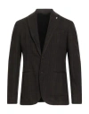 L.b.m 1911 L. B.m. 1911 Man Blazer Dark Brown Size 42 Cotton, Polyethylene, Viscose In Black