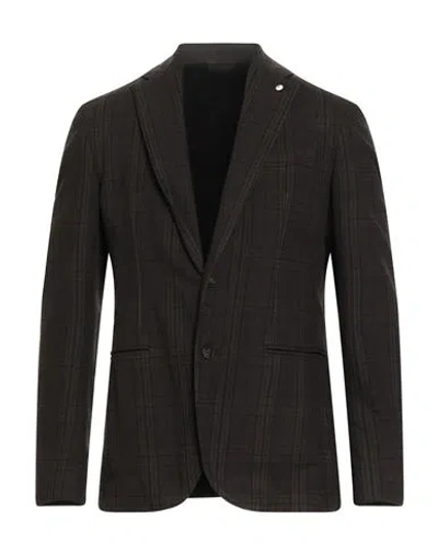 L.b.m 1911 L. B.m. 1911 Man Blazer Dark Brown Size 42 Cotton, Polyethylene, Viscose In Black