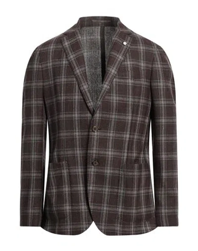 L.b.m 1911 L. B.m. 1911 Man Blazer Dark Brown Size 42 Silk, Wool