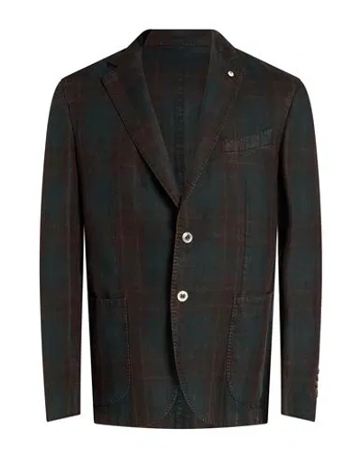 L.b.m 1911 L. B.m. 1911 Man Blazer Dark Green Size 38 Linen, Cotton In Gold