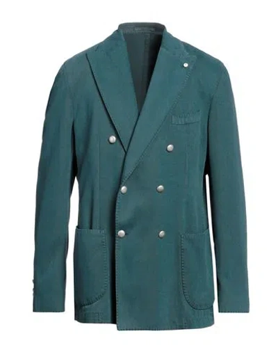 L.b.m 1911 L. B.m. 1911 Man Blazer Deep Teal Size 40 Cotton, Cashmere In Blue