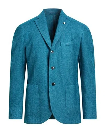 L.b.m 1911 L. B.m. 1911 Man Blazer Deep Teal Size 42 Wool, Polyamide, Cotton, Polyester In Green