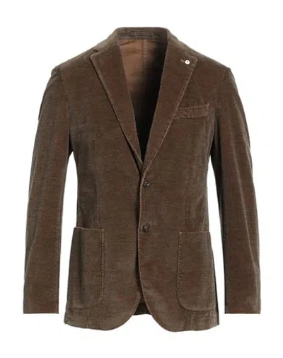 L.b.m 1911 L. B.m. 1911 Man Blazer Khaki Size 40 Cotton, Elastane In Beige