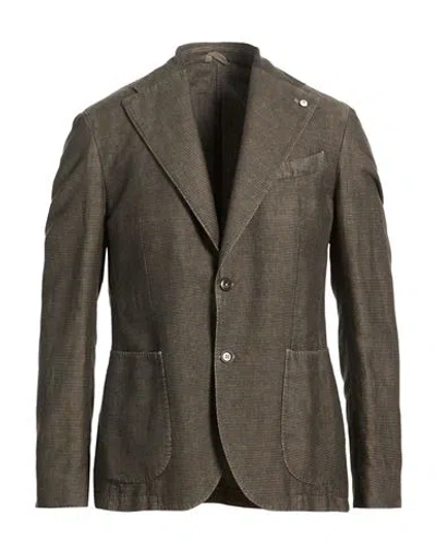 L.b.m 1911 L. B.m. 1911 Man Blazer Khaki Size 40 Linen, Cotton In Burgundy