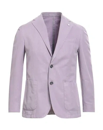 L.b.m 1911 L. B.m. 1911 Man Blazer Lilac Size 38 Lyocell, Linen, Cotton, Polyester In Purple