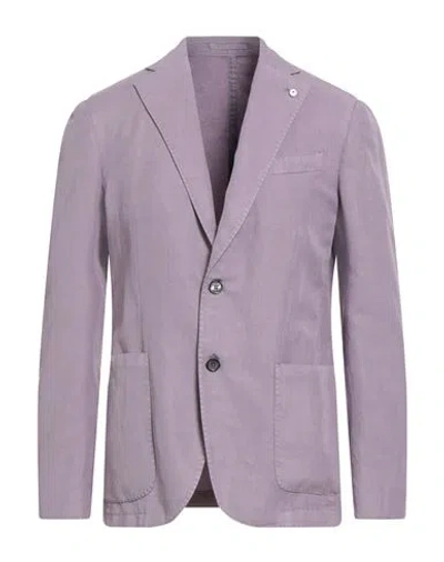 L.b.m 1911 L. B.m. 1911 Man Blazer Lilac Size 46 Lyocell, Linen, Cotton In Purple