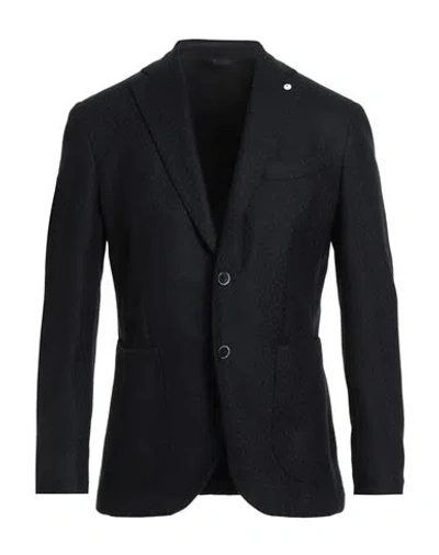 L.b.m 1911 L. B.m. 1911 Man Blazer Midnight Blue Size M Wool, Polyamide In Black