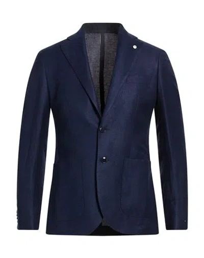 L.b.m 1911 L. B.m. 1911 Man Blazer Navy Size 36 Linen, Viscose In Black