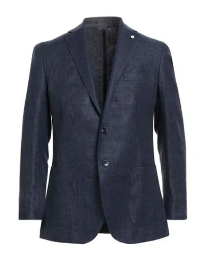 L.b.m 1911 L. B.m. 1911 Man Blazer Navy Size 40 Linen, Wool In Blue