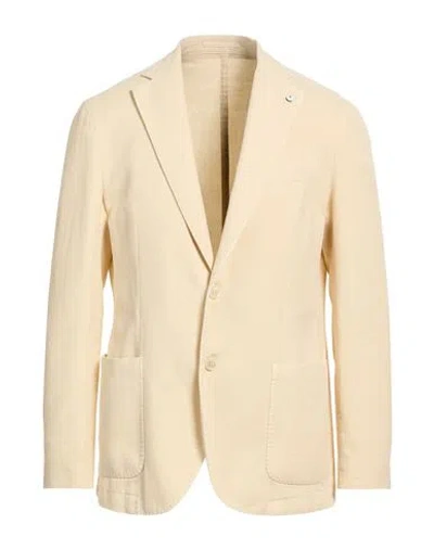 L.b.m 1911 L. B.m. 1911 Man Blazer Pastel Yellow Size 40 Cotton, Ramie In Neutral