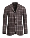 L.b.m 1911 L. B.m. 1911 Man Blazer Dark Brown Size 42 Silk, Wool In Brown