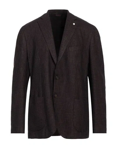 L.b.m 1911 L. B.m. 1911 Man Blazer Plum Size 42 Cotton, Wool, Polyacrylic In Brown