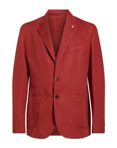 L.b.m 1911 L. B.m. 1911 Man Blazer Rust Size 38 Linen, Cotton In Red
