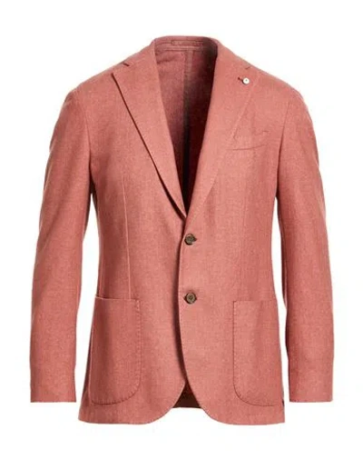 L.b.m 1911 L. B.m. 1911 Man Blazer Rust Size 38 Virgin Wool, Polyester, Cashmere In Red