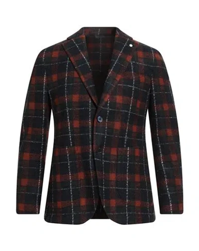 L.b.m 1911 L. B.m. 1911 Man Blazer Rust Size 42 Acrylic, Virgin Wool, Polyester In Black