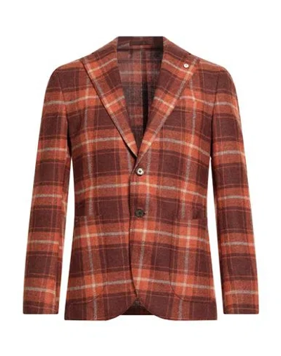 L.b.m 1911 L. B.m. 1911 Man Blazer Rust Size 42 Virgin Wool In Red