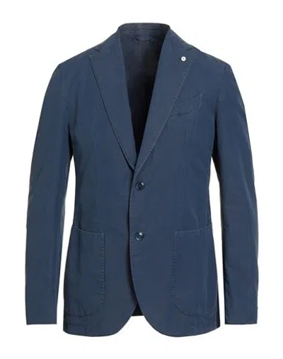 L.b.m 1911 L. B.m. 1911 Man Blazer Slate Blue Size 40 Cotton, Linen, Mohair Wool