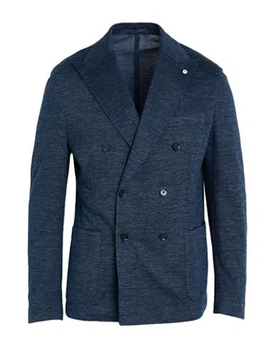 L.b.m 1911 L. B.m. 1911 Man Blazer Slate Blue Size 42 Linen, Cotton