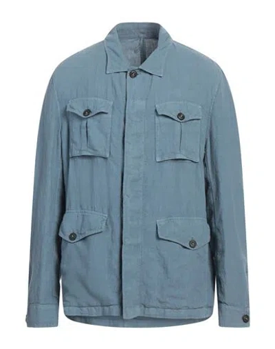 L.b.m 1911 L. B.m. 1911 Man Shirt Slate Blue Size 50 Linen In Blue