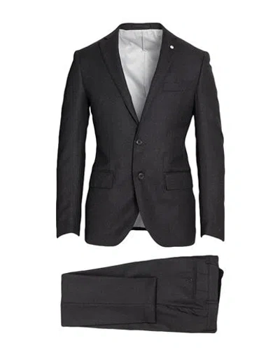 L.b.m 1911 L. B.m. 1911 Man Suit Charcoal Size 42 Wool In Gray