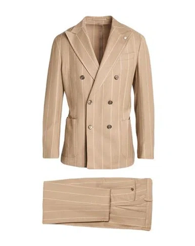 L.b.m 1911 L. B.m. 1911 Man Suit Sand Size 40 Virgin Wool, Elastane In Brown