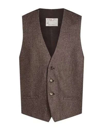 L.b.m 1911 L. B.m. 1911 Man Tailored Vest Dark Brown Size 42 Wool, Polyester