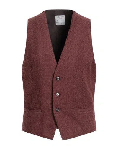 L.b.m 1911 L. B.m. 1911 Man Tailored Vest Rust Size 44 Wool, Linen In Burgundy