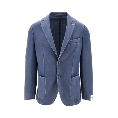L.b.m 1911 L. B.m. 1911 Washed-out Wool Single-breasted Jacket In Blue