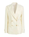 L.b.m 1911 L. B.m. 1911 Woman Blazer Off White Size 8 Linen, Virgin Wool In White