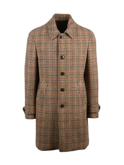 L.b.m 1911 Multicolor Virgin Wool Coat In Brown