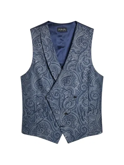 L.b.m 1911 Paisley-print Double-breasted Waistcoat In Blue