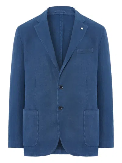 L.b.m 1911 Patch-pocket Linen Blazer In Blue