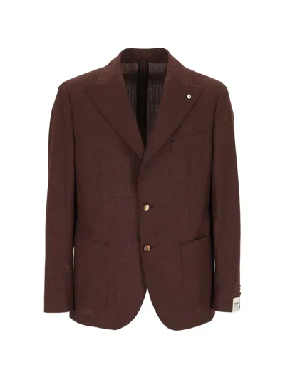 L.b.m 1911 Peak-lapel Single-breasted Jacket In Brown