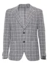 L.b.m 1911 Plaid Patterned Blazer In Blue