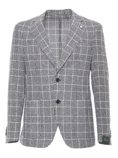 L.b.m 1911 Plaid Patterned Blazer In Blue