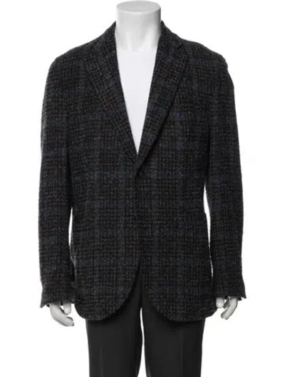 Pre-owned L.b.m 1911 Plaid Print Blazer In Blue