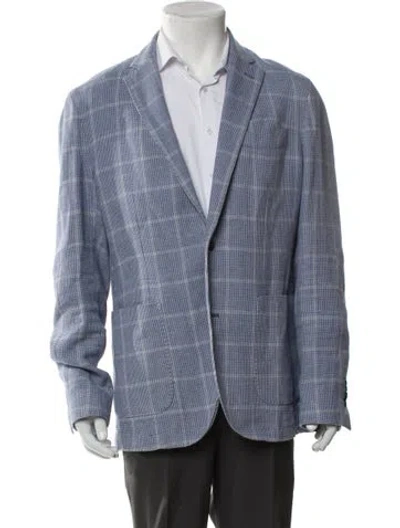 Pre-owned L.b.m 1911 Plaid Print Blazer In Blue