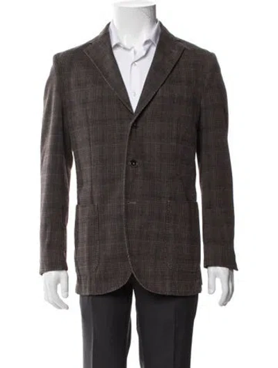 Pre-owned L.b.m 1911 Plaid Print Blazer In Brown