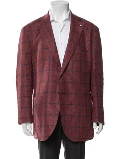 Pre-owned L.b.m 1911 Plaid Print Blazer In Red