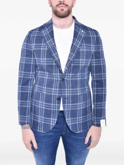 L.b.m 1911 Prince Of Wales Single-breasted Jacket In Blue